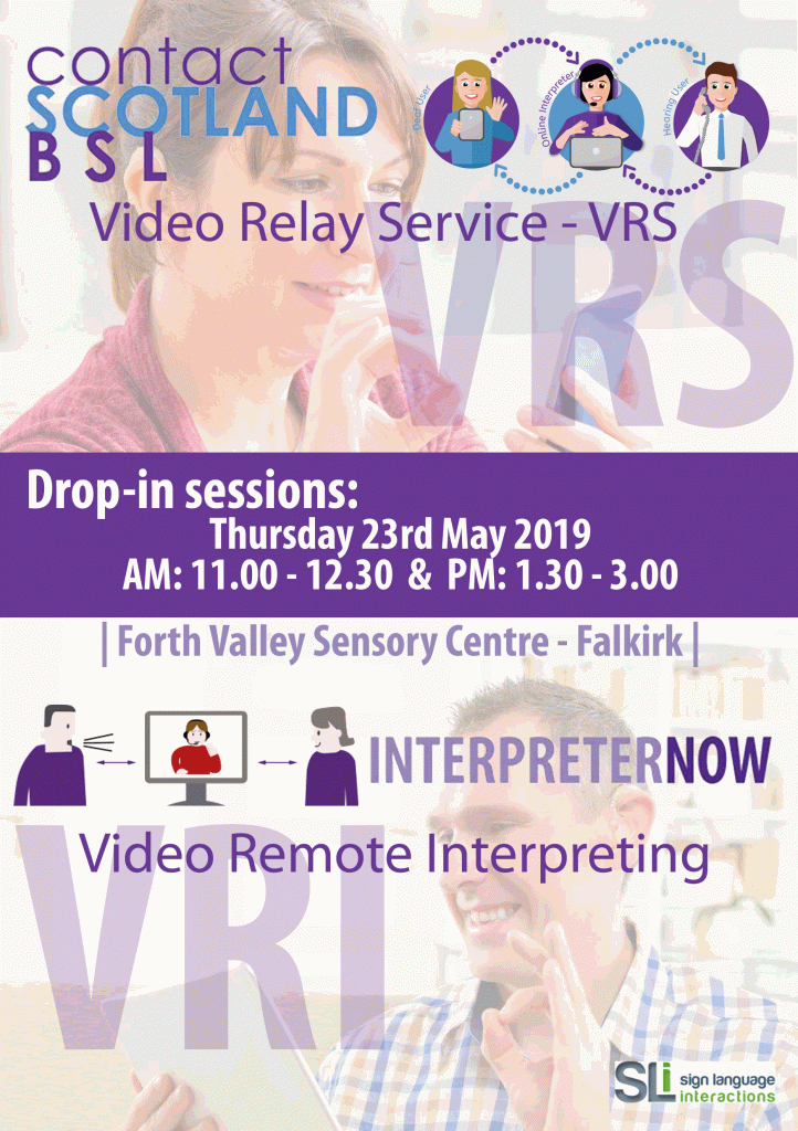 Image outlining VRS & VRI Drop-in sessions being held in FVSC on Thu 23rd May 2019 from 11am and again at 1.30pm